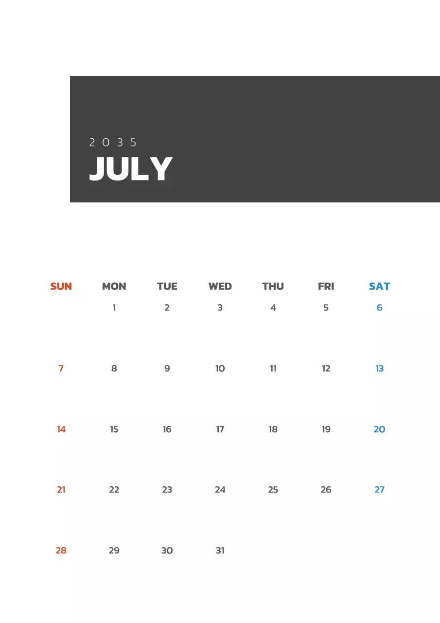 黒と白のシンプルな一枚もののカレンダー