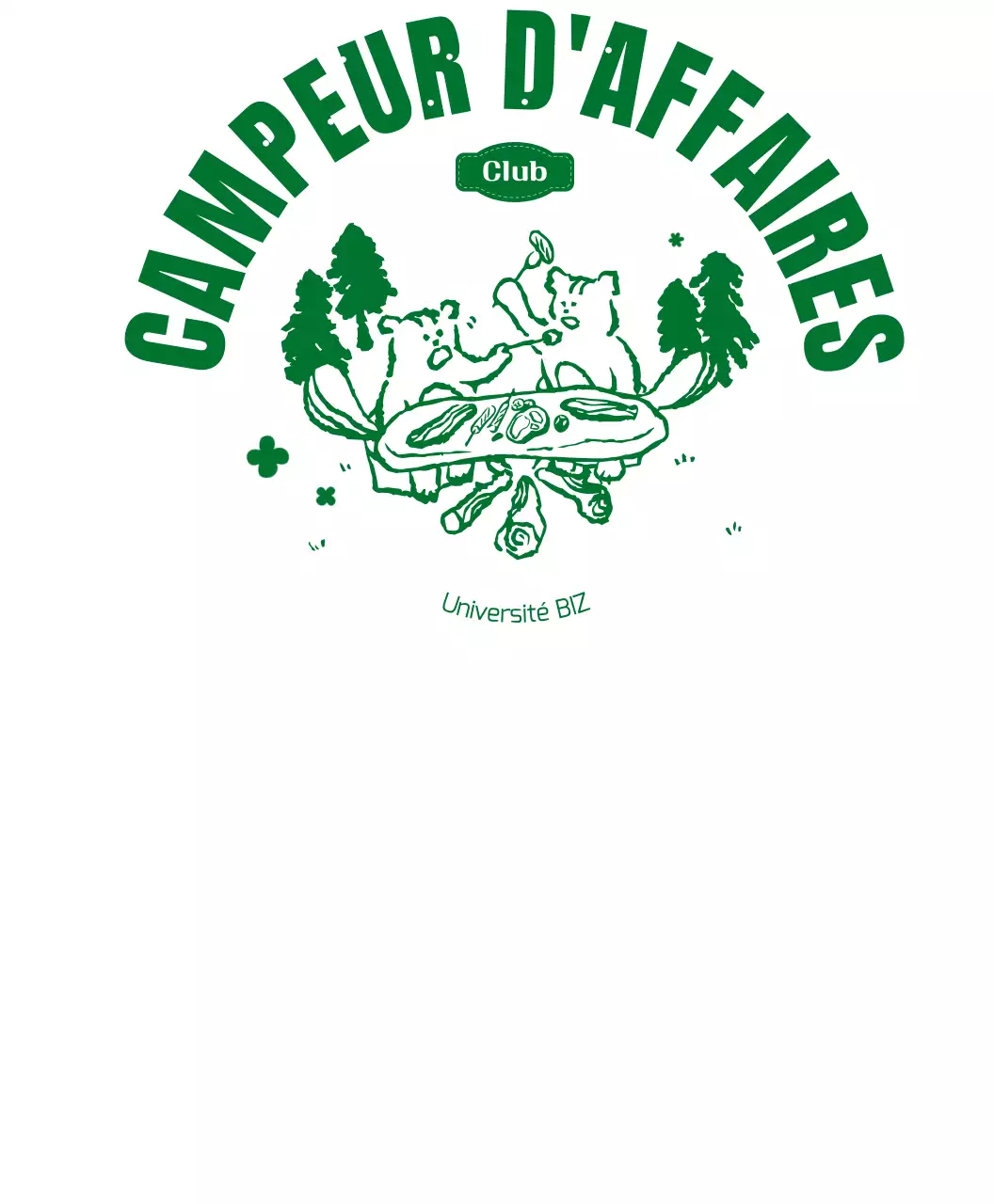 T-shirt de groupe de club de camping avec personnage d'écureuil de camping