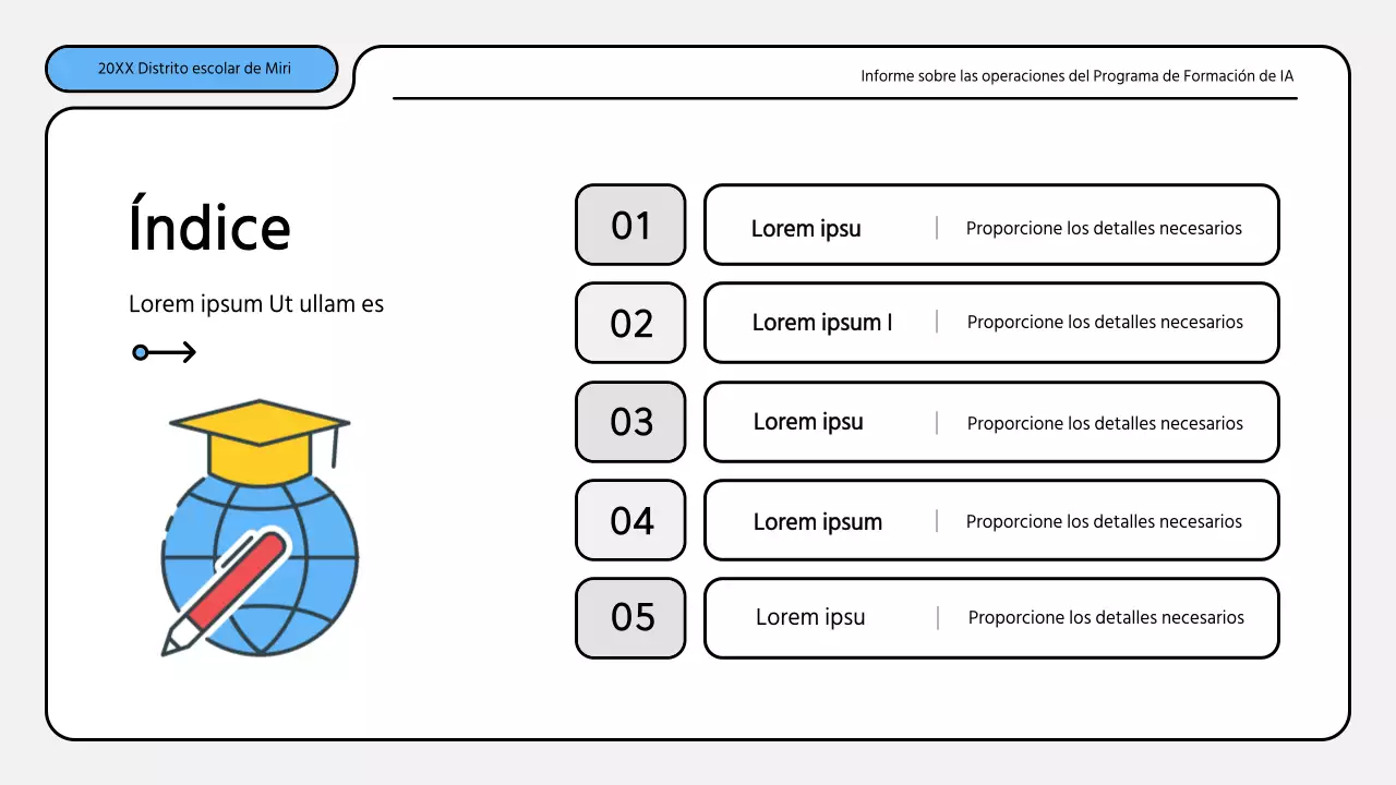 Kit de presentación de informes de formación en azul y amarillo