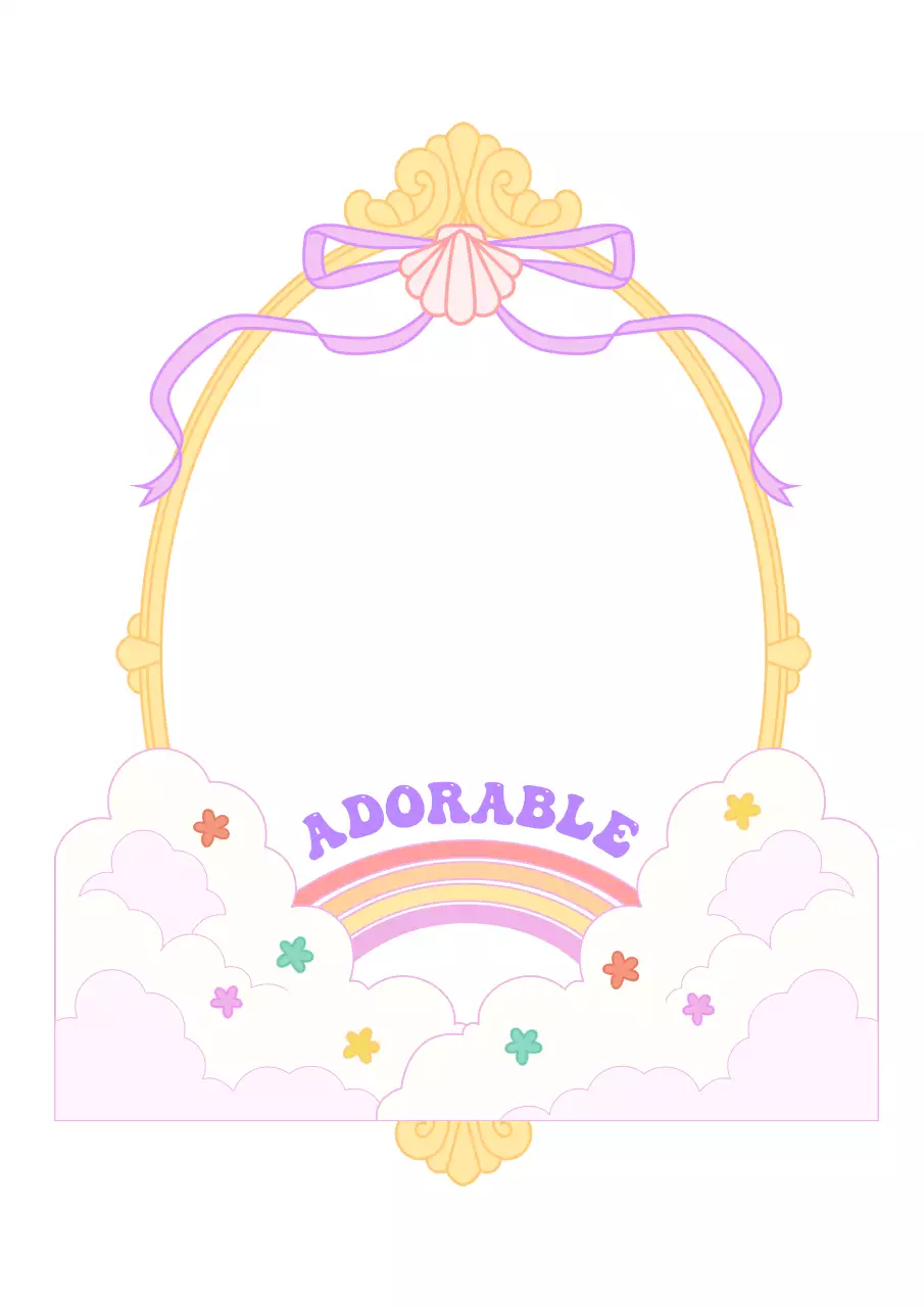 Hình minh họa khái niệm tuổi teen dễ thương và khung gương với màu phấn tươi sáng