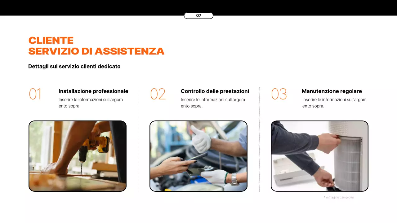 Proposta di servizio di noleggio elettrodomestici con elementi arancioni