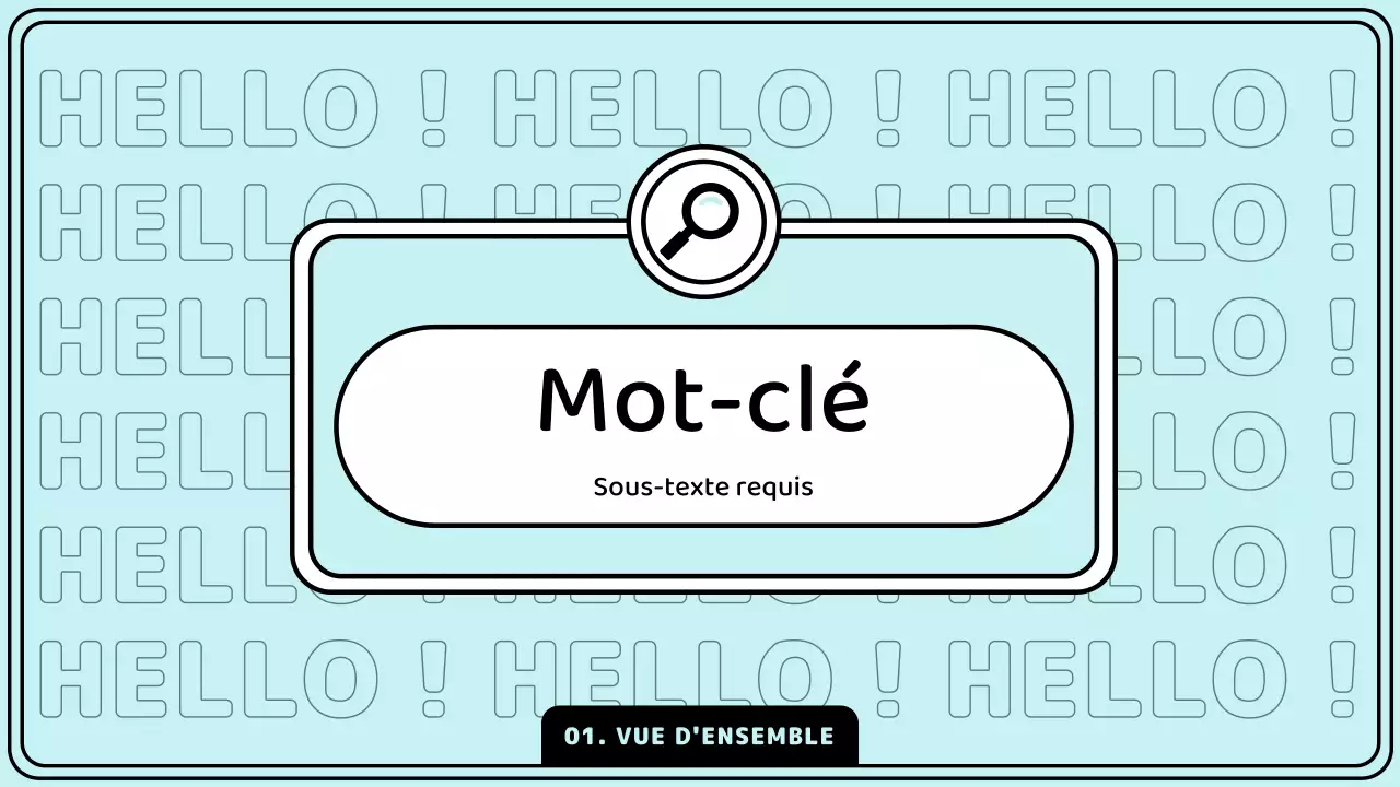 Mettez en évidence les mots-clés dans un style de ligne simple en jaune et menthe.