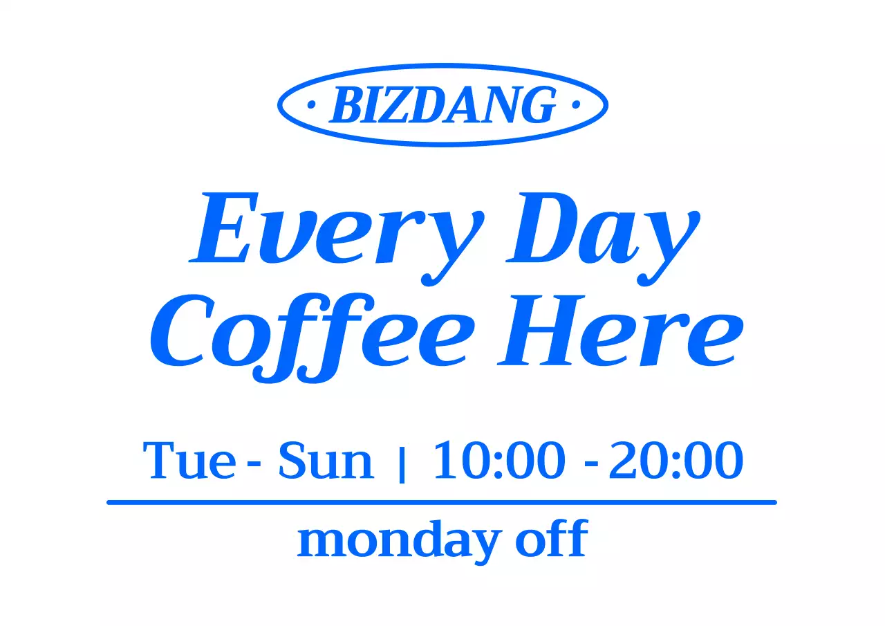 青色のすっきりとしたドリンクメニューが書かれたカフェの宣伝用。