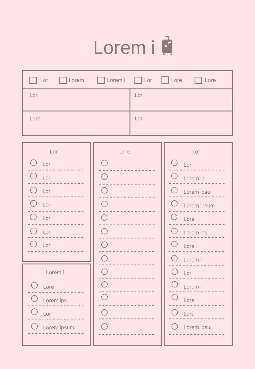 Ligne rose Liste de contrôle simple Voyage