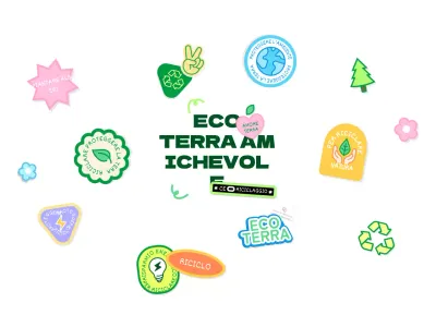 Concetto di adesivo per una campagna ecologica in colore verde