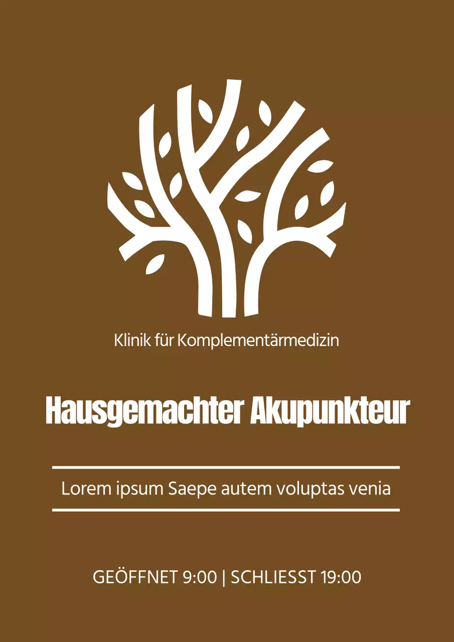 Schlichter Stil in Braun und Weiß für die Beschilderung Ihres Kliniklogos