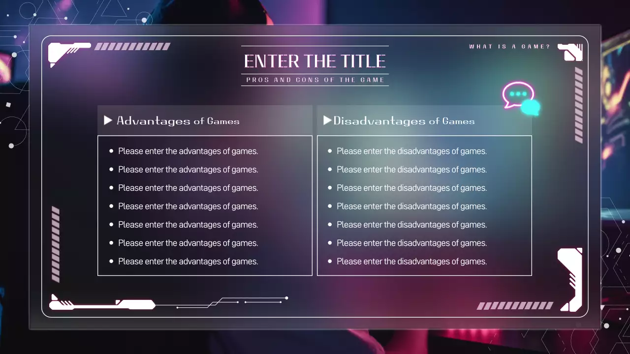 네온 사이버 게임 프리젠테이션