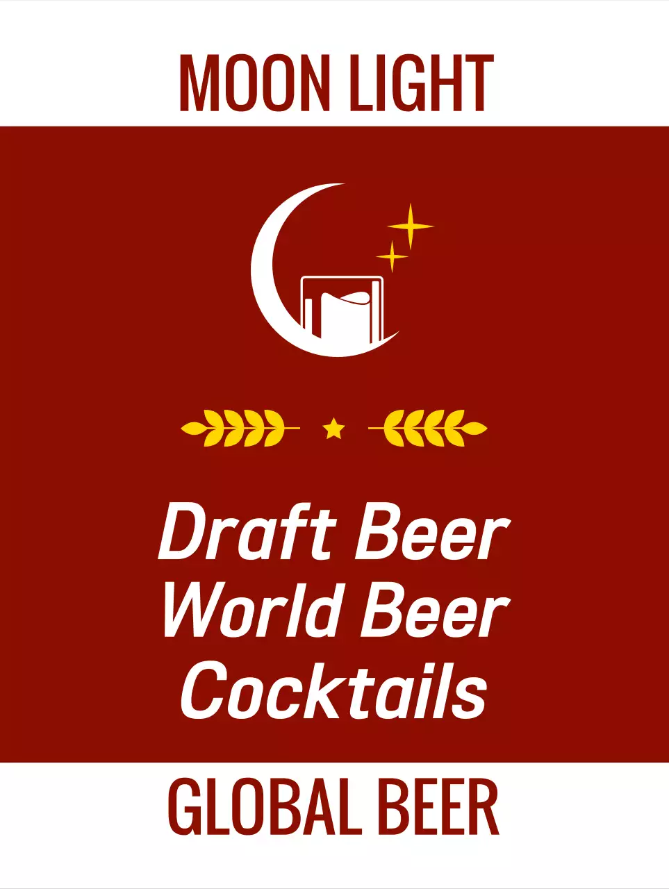 Pub sentimental dengan foto dan logo anggur dan bir putih