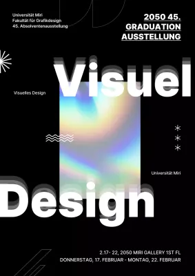 Holografisches Bild mit schwarzem Hintergrund Graduierungsausstellung