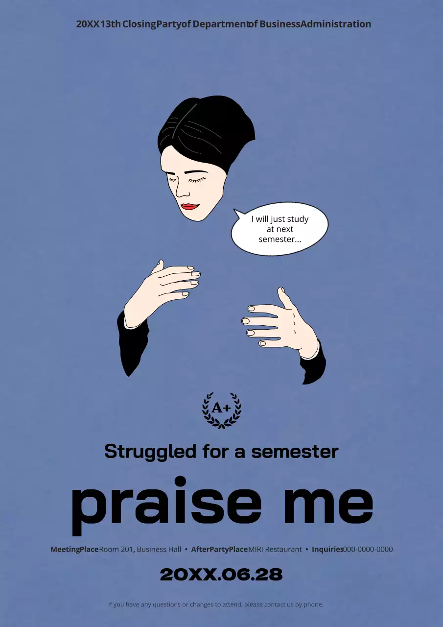 Blue Minimal Party Announcement Poster