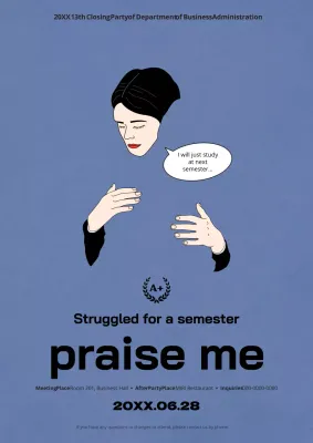 Blue Minimal Party Announcement Poster