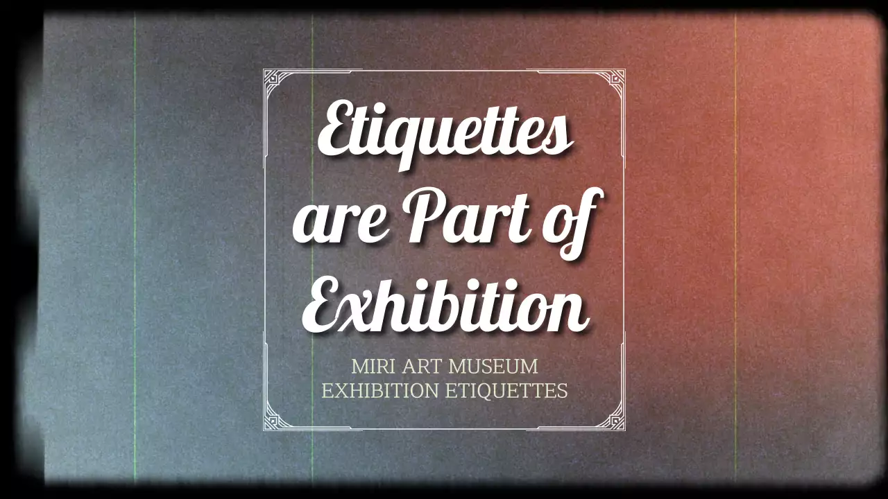 차분한 회색과 빨강색 아르데코 테마의 관람 에티켓 안내