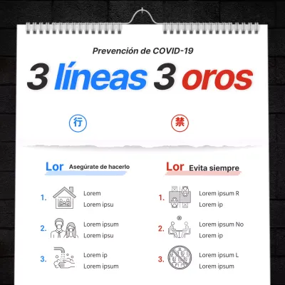 Un concepto de calendario monocromático y colorista con énfasis en el textoAnuncio de la campaña COVID-19