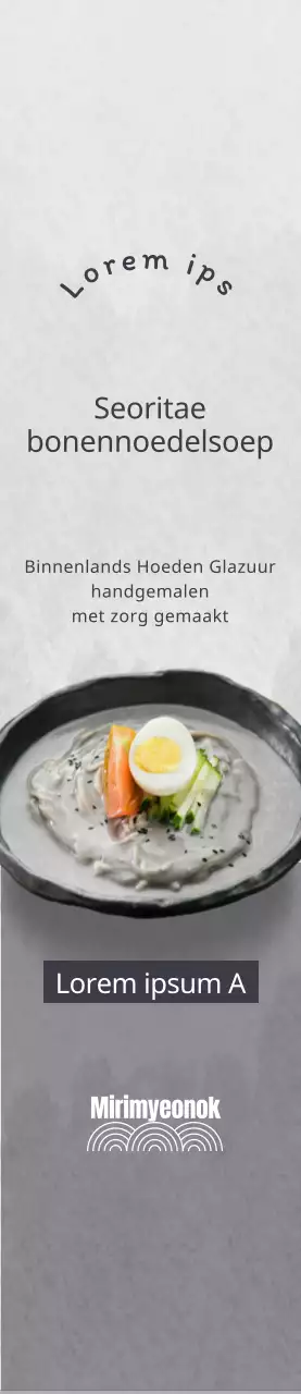 Promoot Koreaanse bonennoedelsoep op een grijze achtergrond voor een strakke uitstraling