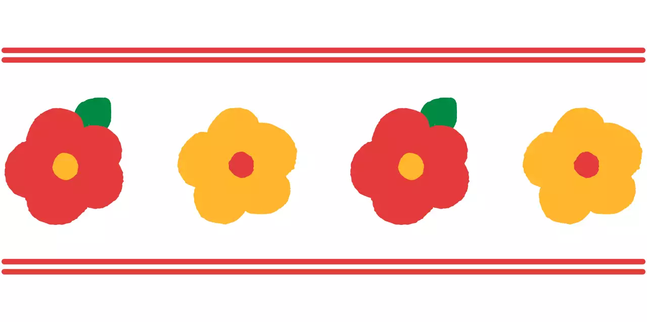 A combination of red, yellow, and brown cute flower illustrations and text Layout style for personalized merchandise