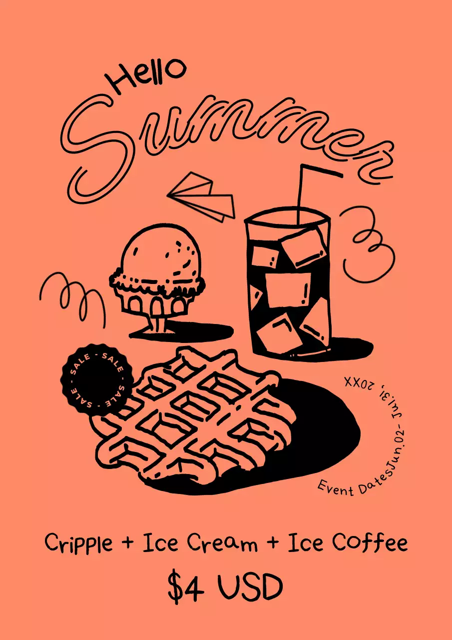 코랄 레트로 여름 프로모션 포스터