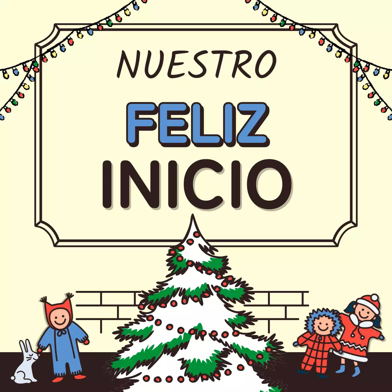 Vacaciones de invierno con simpáticas ilustraciones en beige