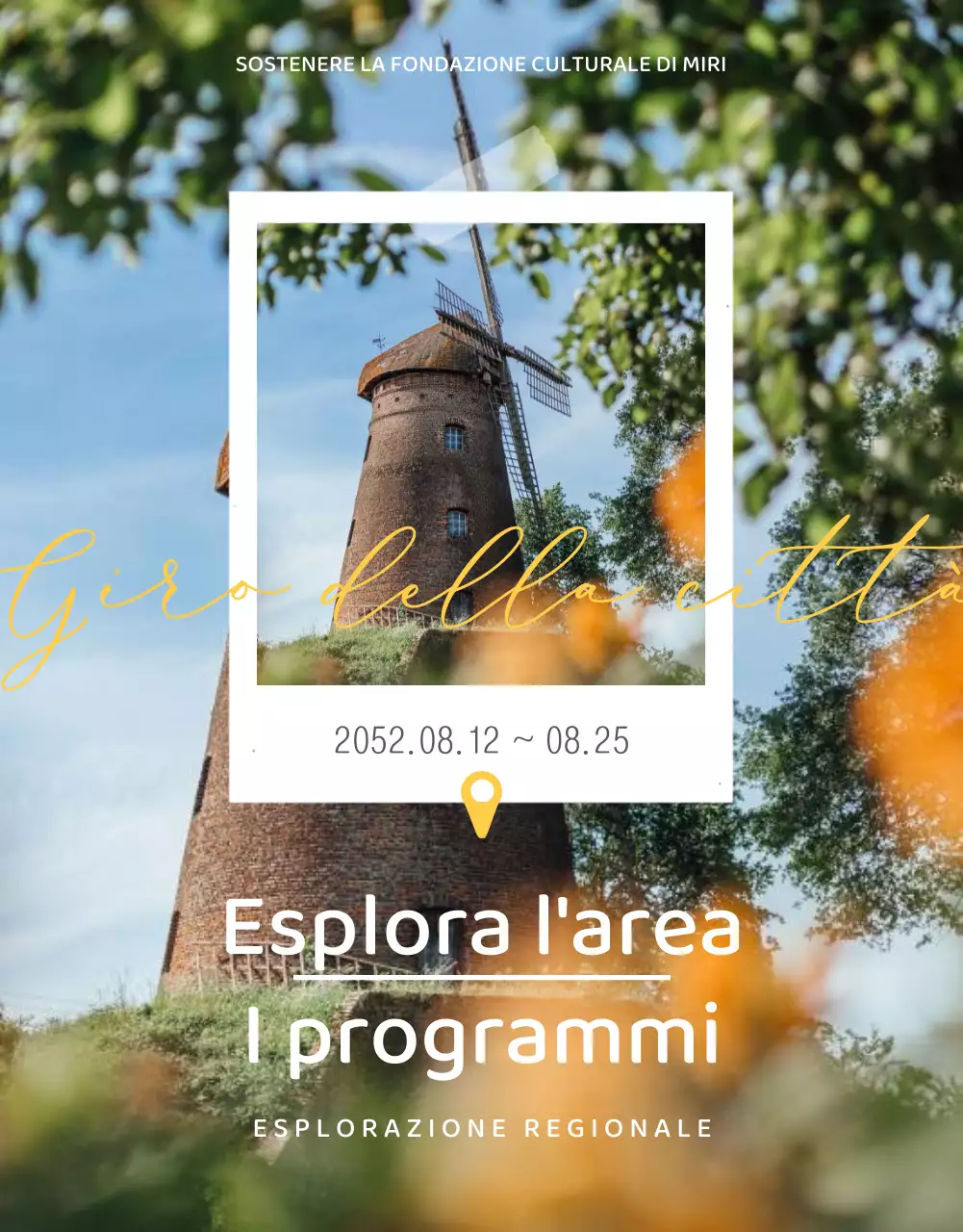 Programma di esplorazione dell'area concept Polaroid in verde chiaro e giallo