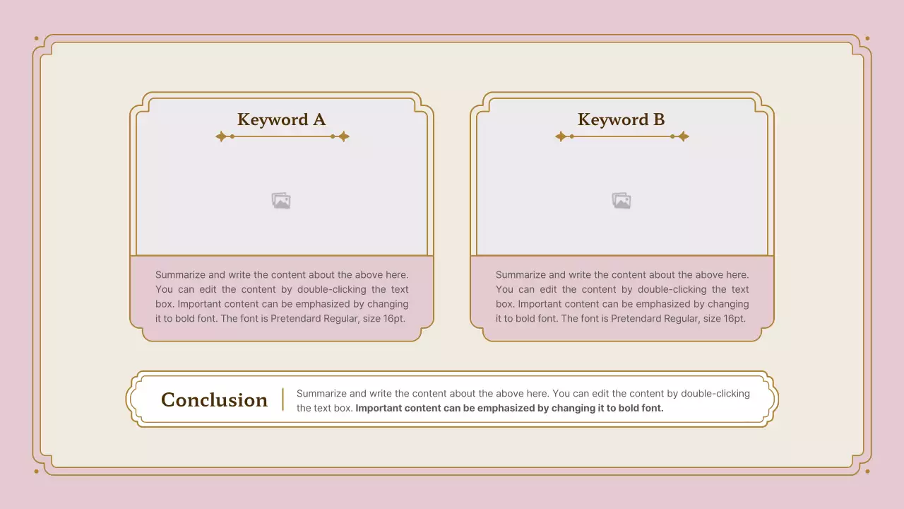 Vintage frame presentation kit in pink and gold