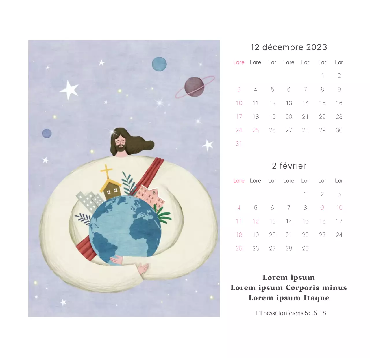  Illustration de l'église Calendrier de bureau de l'église