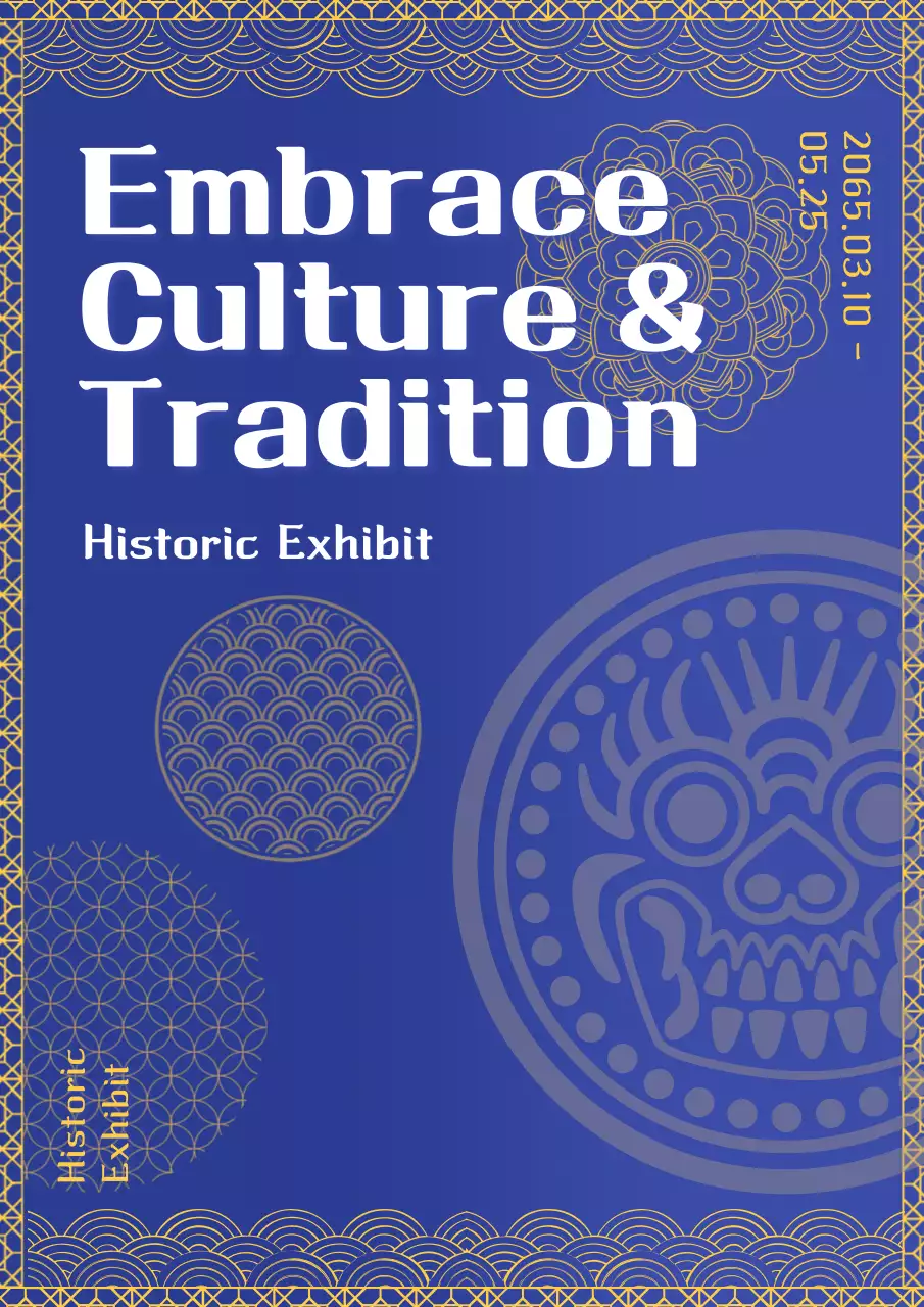 Blue Traditional Culture Exhibition Poster