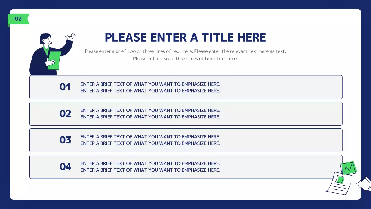 A clean, navy business illustrated report