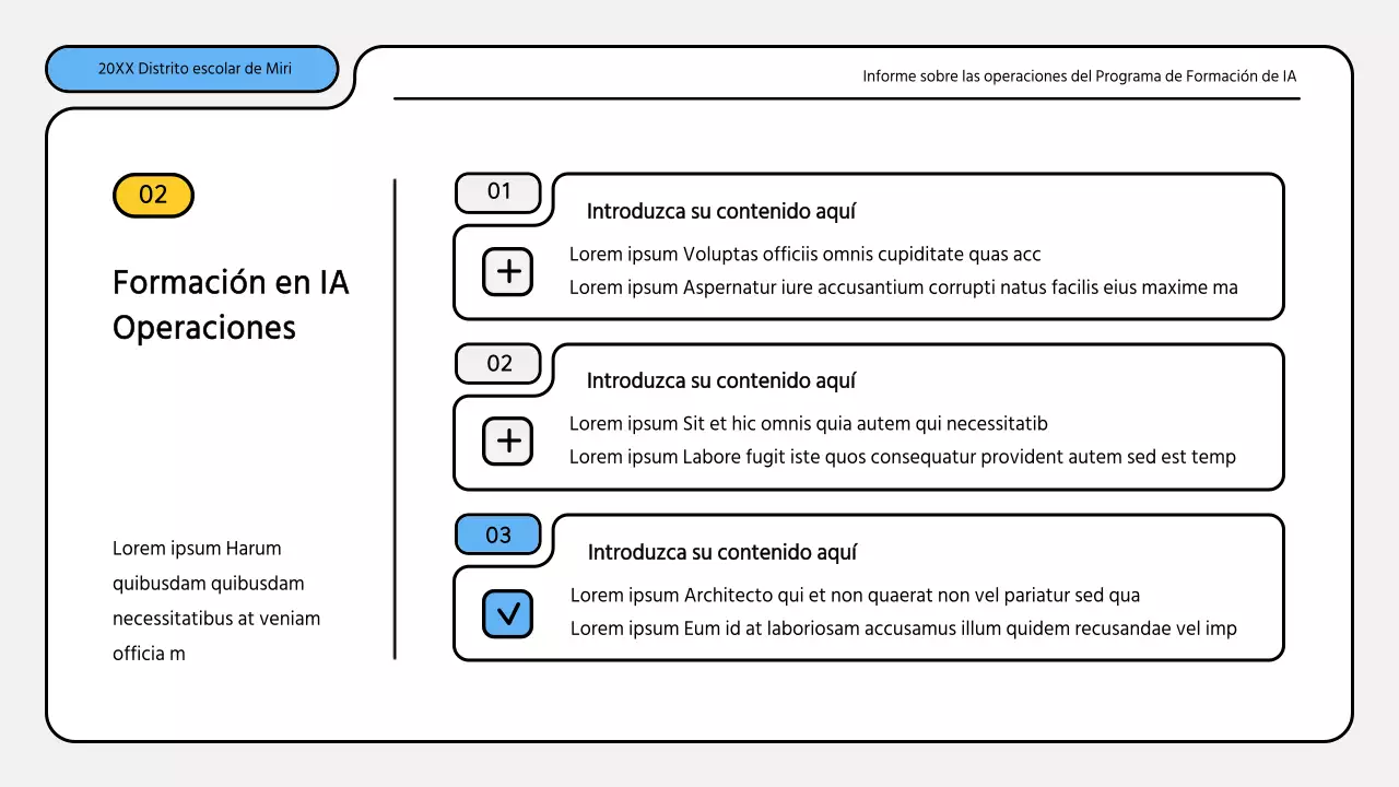 Kit de presentación de informes de formación en azul y amarillo