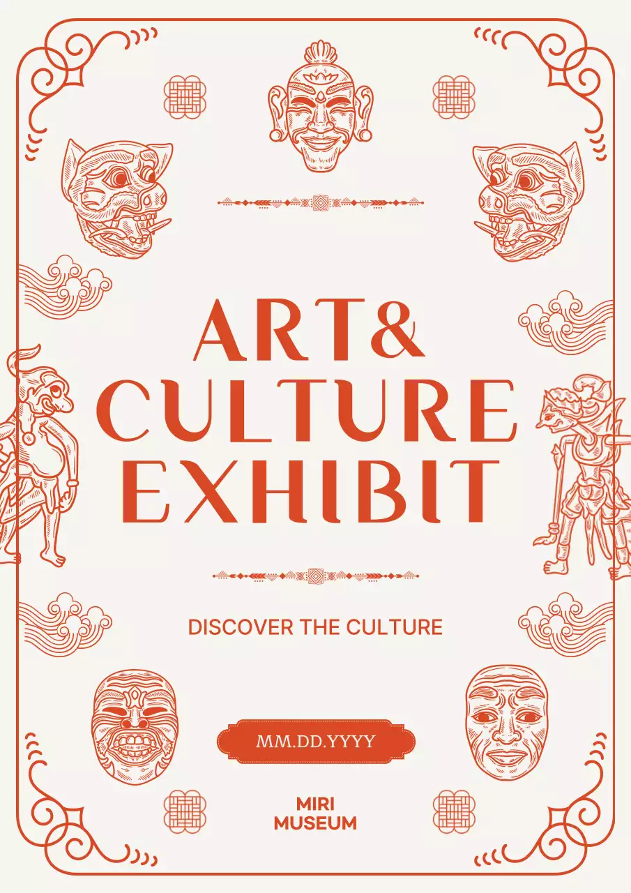 Orange Traditional Culture Exhibition Poster