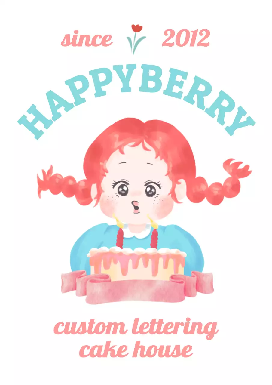 水色とピンクの水彩画をコンセプトにした手作りケーキ屋さんの宣伝・看板用。