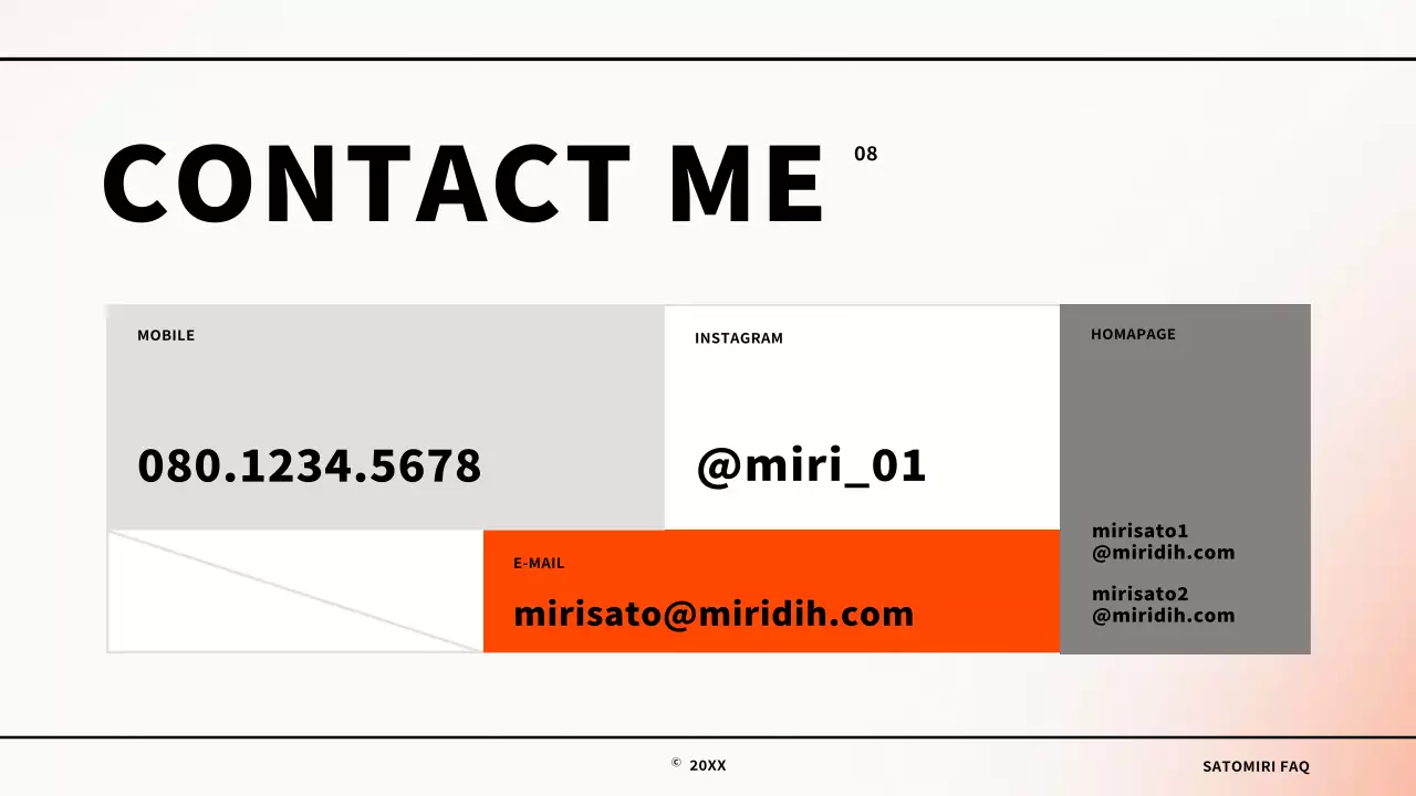 オレンジ モダン 自己紹介 プロフィール プレゼンテーション