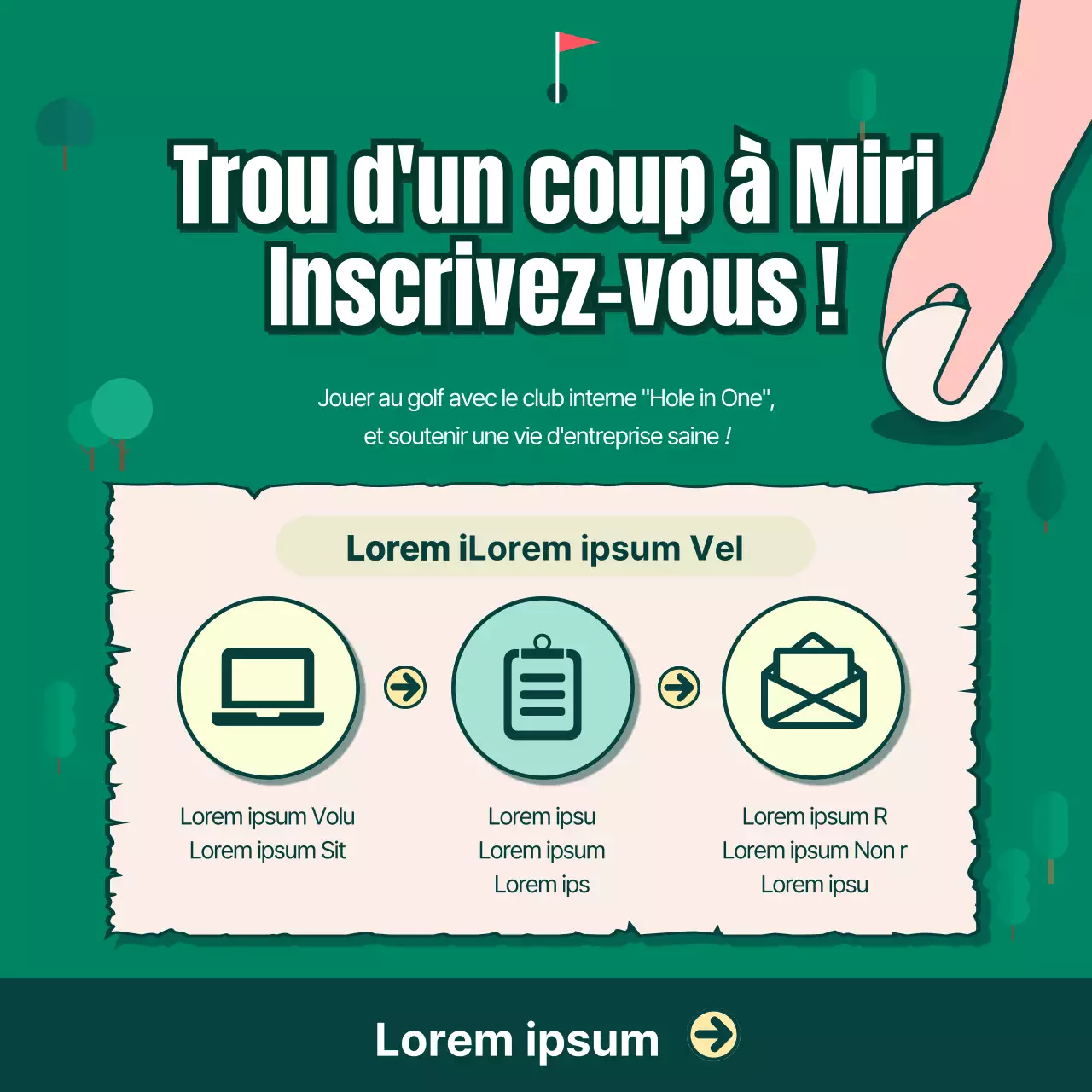 Club de golf d'une entreprise sur fond vert CardNews