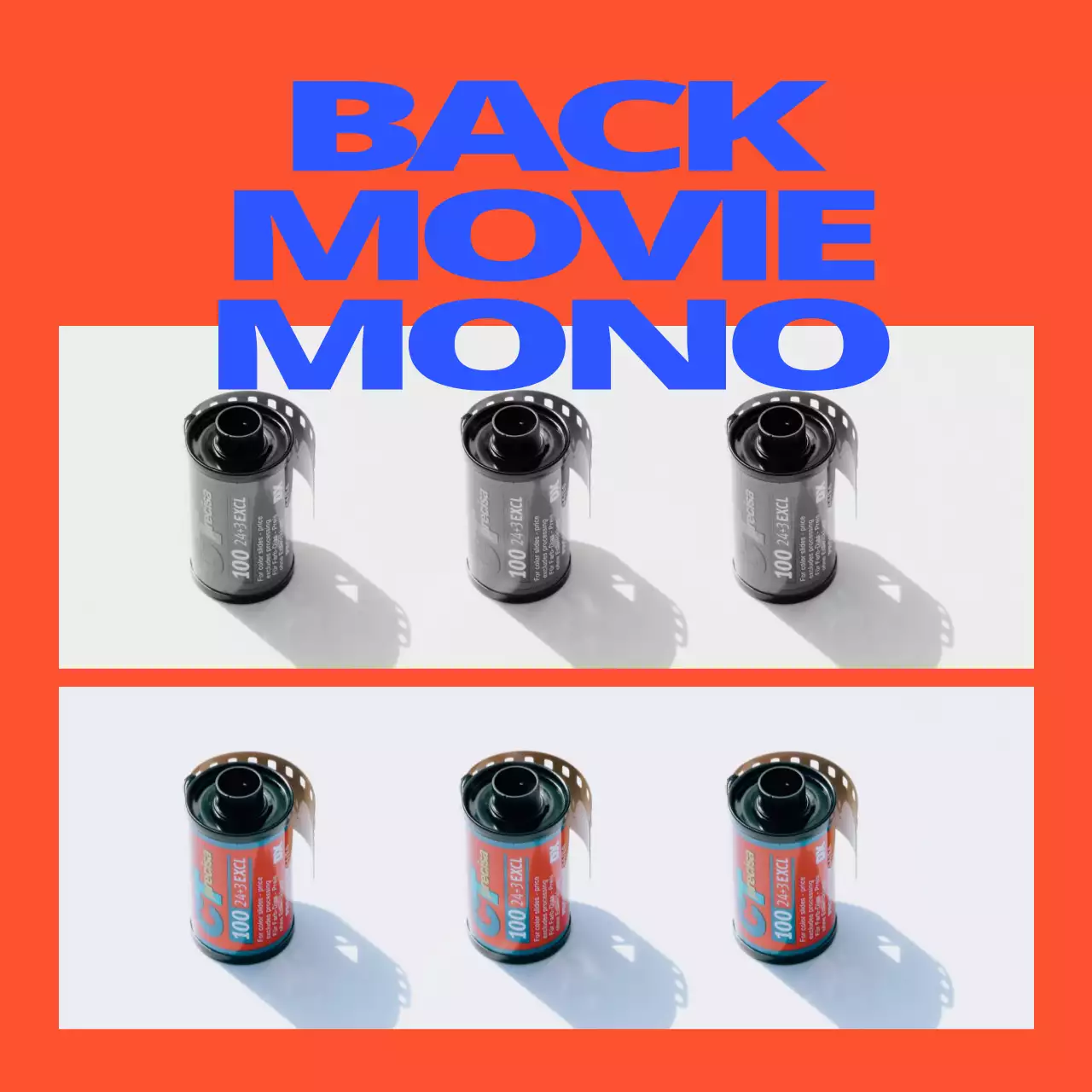 Merchandise berkonsep hip dengan bingkai dan foto yang menggunakan warna-warna cerah dan mencolok