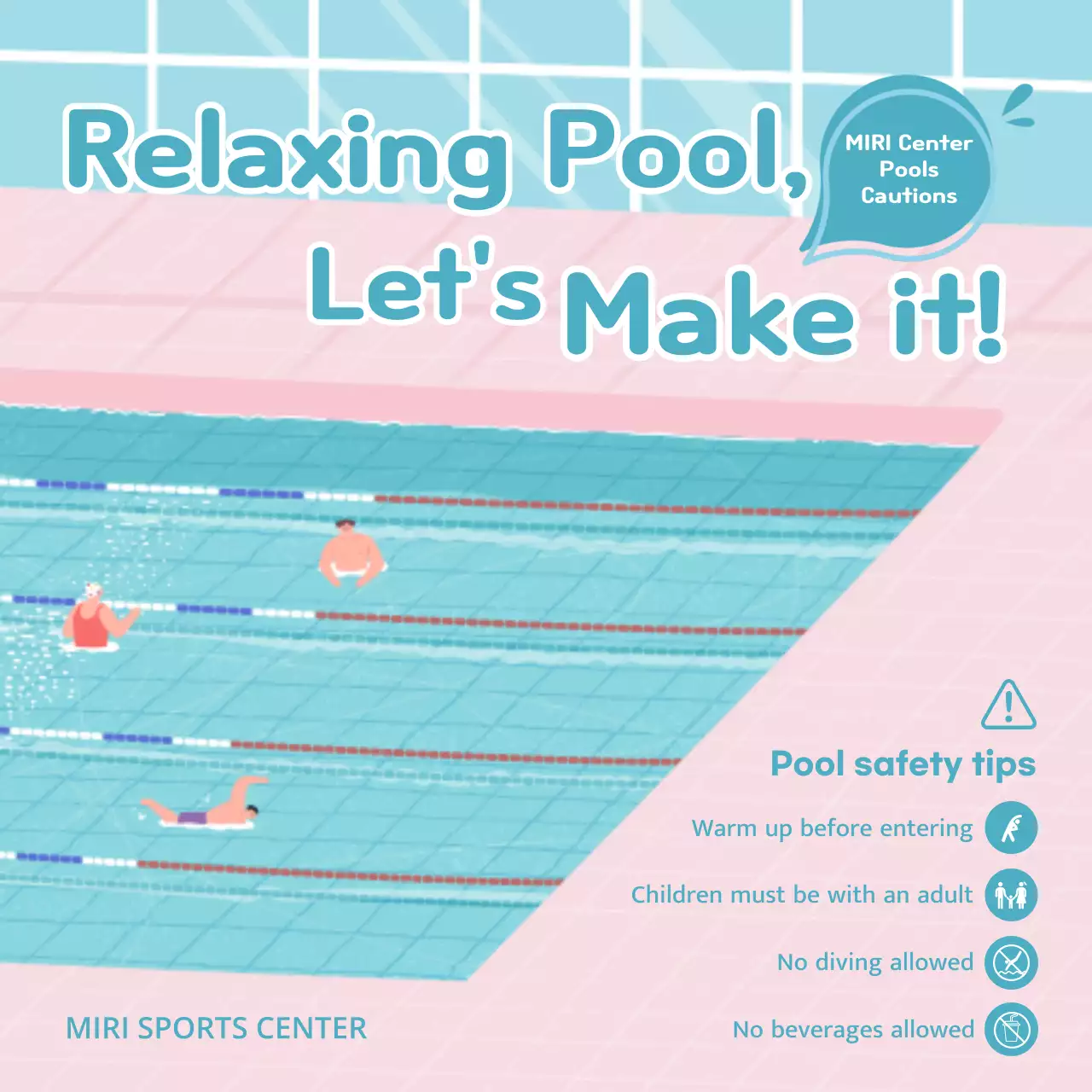 Pink Modern Pool Guideline Social Media Post