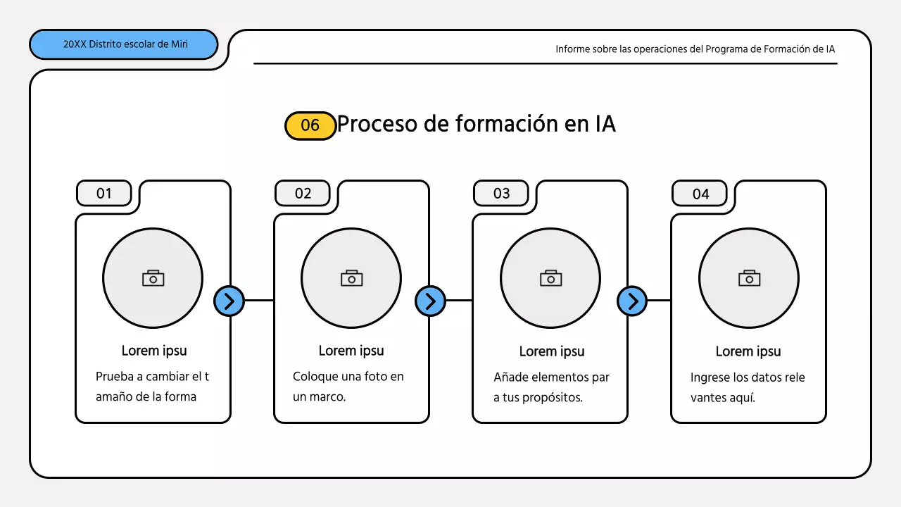Kit de presentación de informes de formación en azul y amarillo