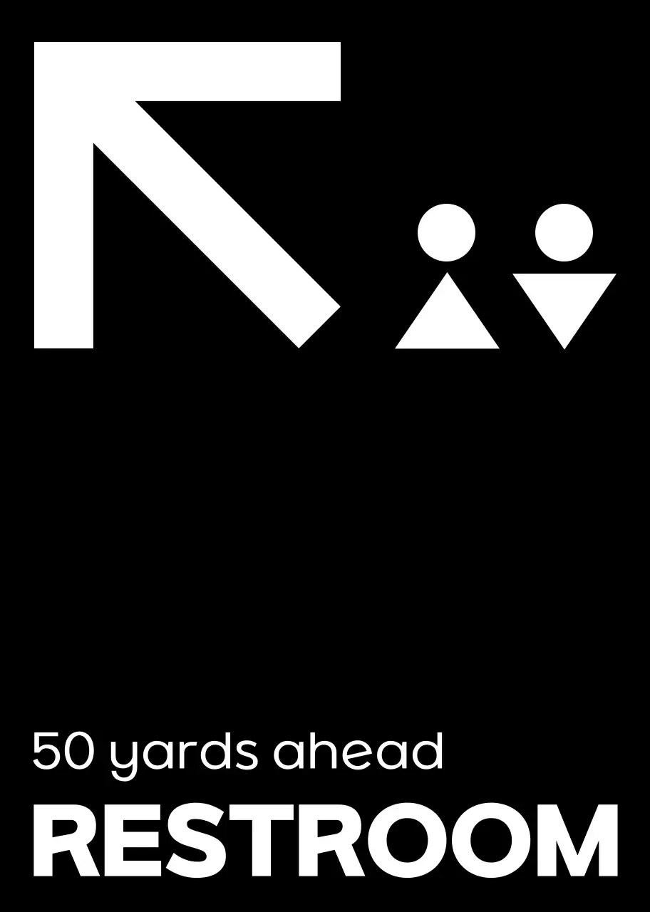 Gaya hitam dan putih yang sederhana dengan ikon toilet modern dan petunjuk arah