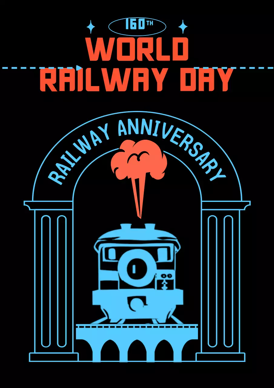 블랙 레트로 철도 안내 포스터