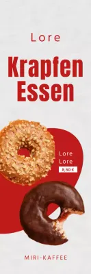 Werbung für ein einfaches Donut-Menü mit roten Farbakzenten