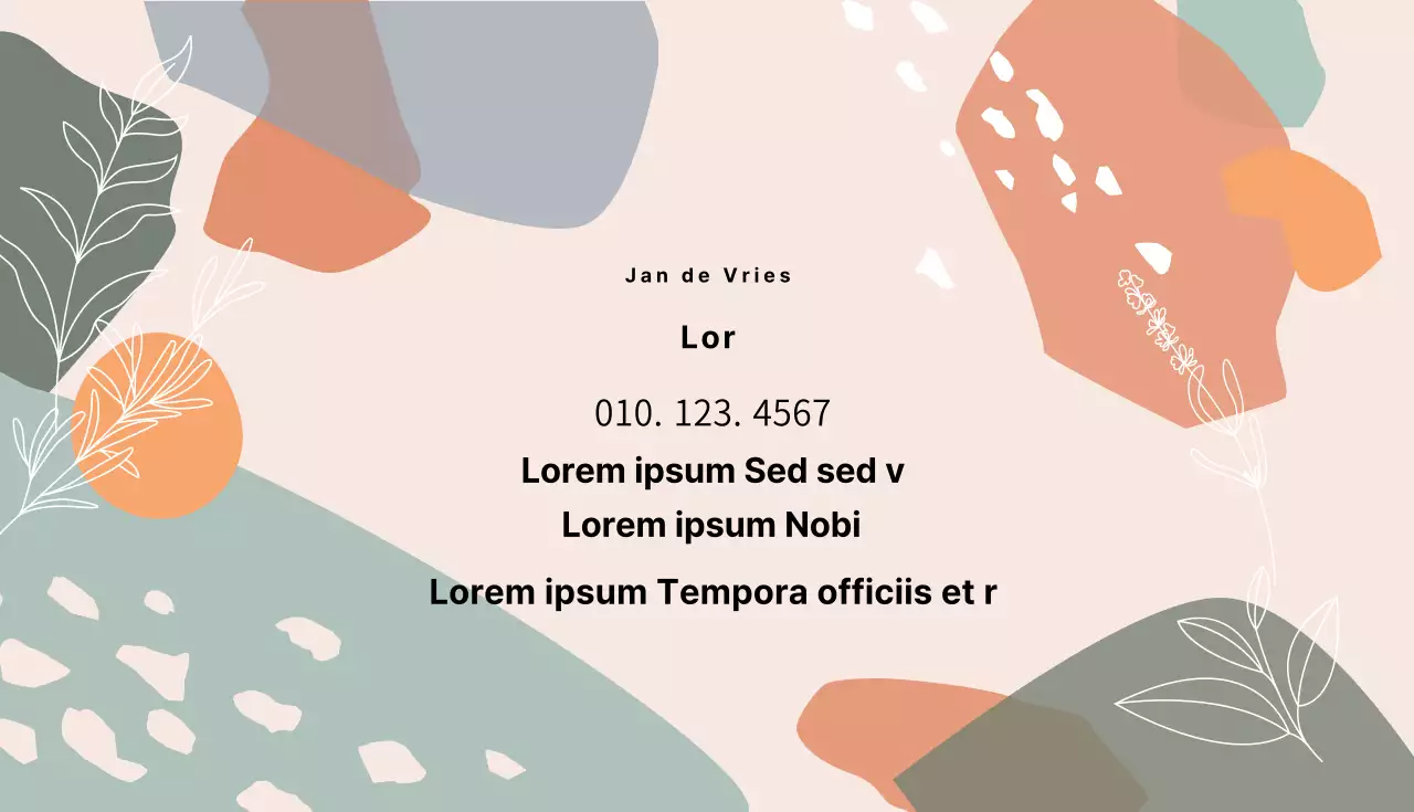 Oranje-roze illustratie workshop visitekaartje