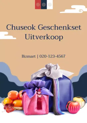 Oudejaarsuitverkoop met foto's van luxe geschenkdozen in beige en marineblauw