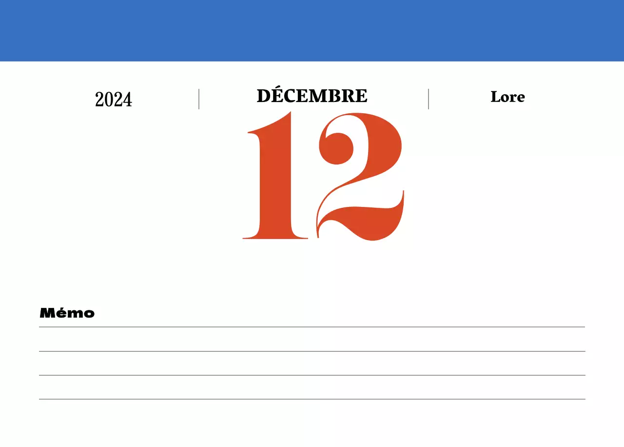 Calendrier rétro conceptuel de la nostalgie en rouge et bleu