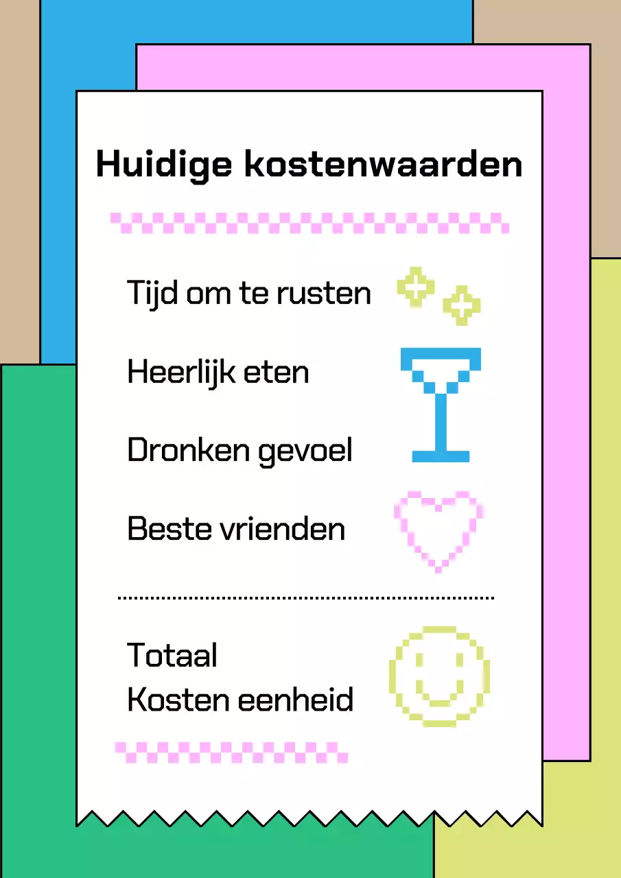 Kroegposter met ontvangstenconcept in roze en lichtblauw en geel