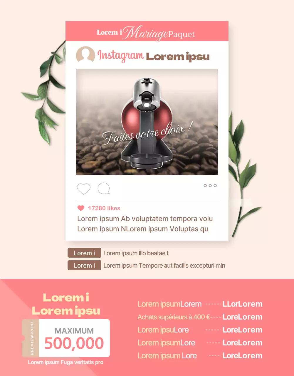 Forfait mariage électroménager rose et beige clair