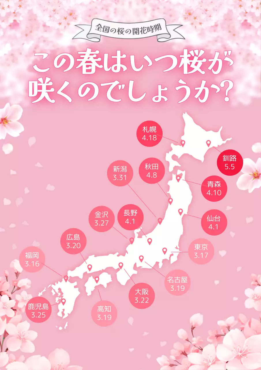 ピンク かわいい 桜 カレンダー ポスター