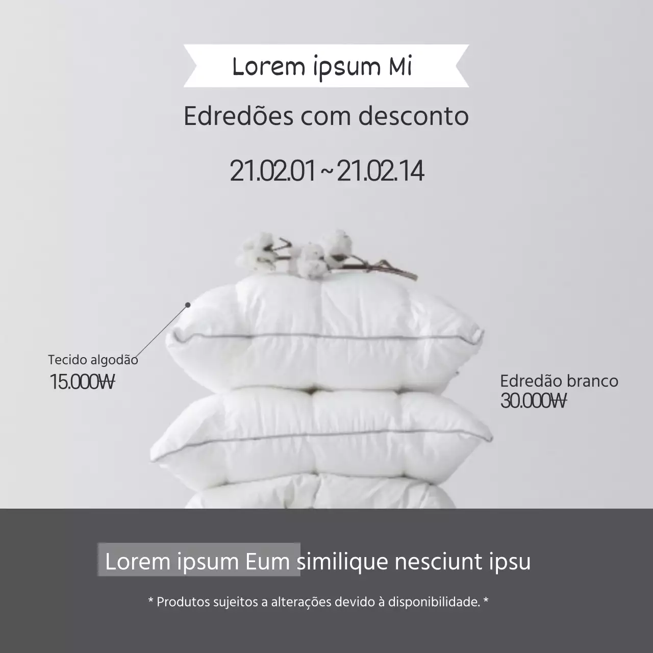 Destacar uma fotografia cinzenta Edredão simples para promover um evento de vendas