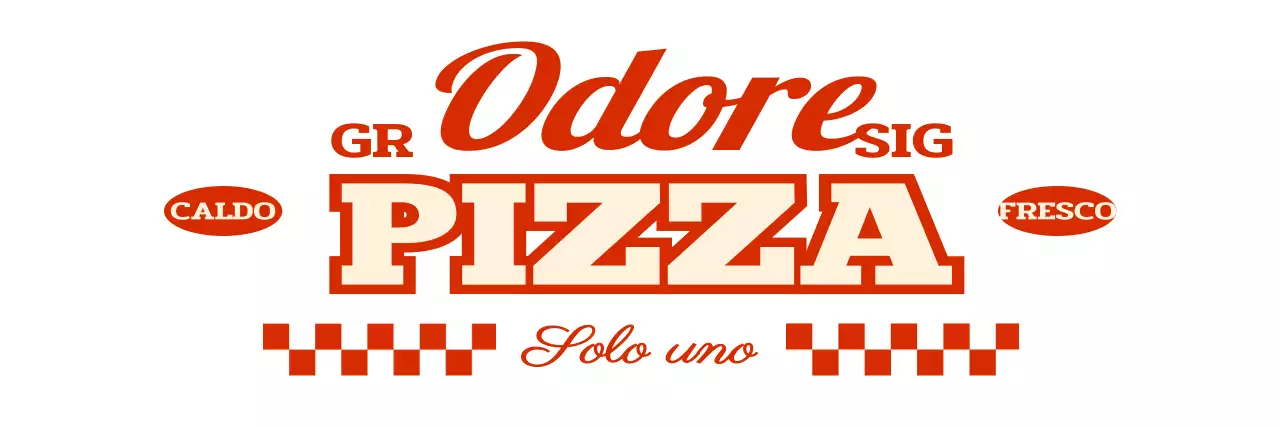 Grembiule a una riga con logo della pizzeria di ispirazione vintage
