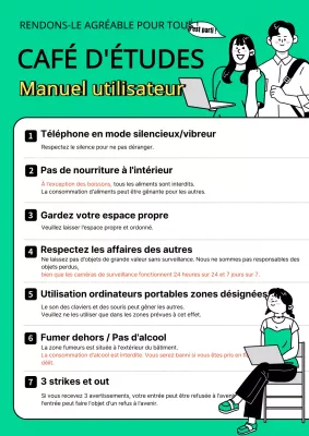 Enseigne de café avec une illustration simple sur fond vert