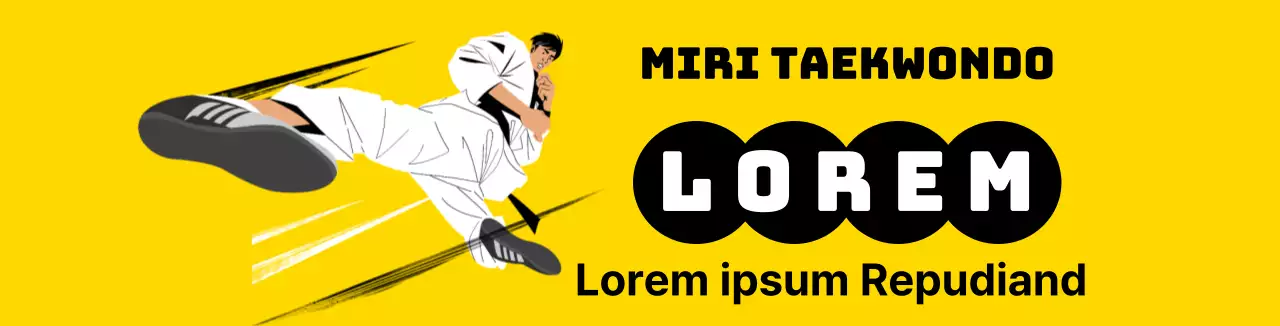 Gele illustratie ter promotie van Taekwondo school