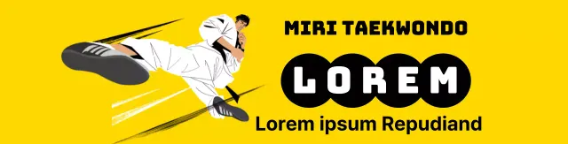 Gele illustratie ter promotie van Taekwondo school