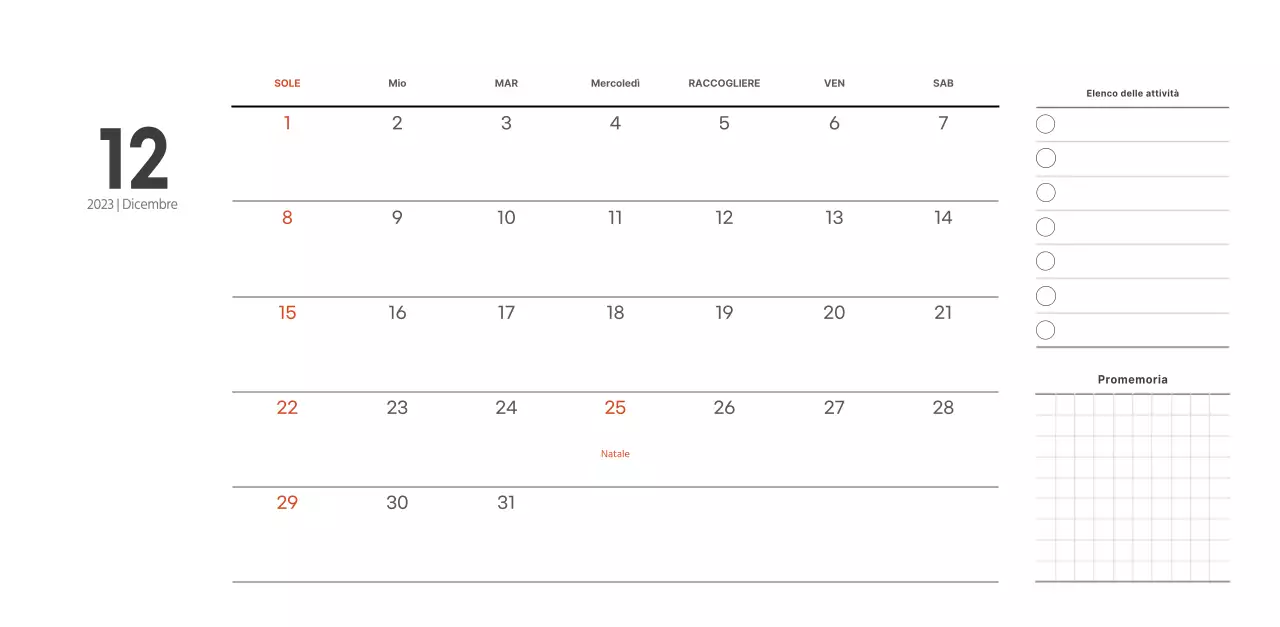 Calendario del caffè semplice e moderno