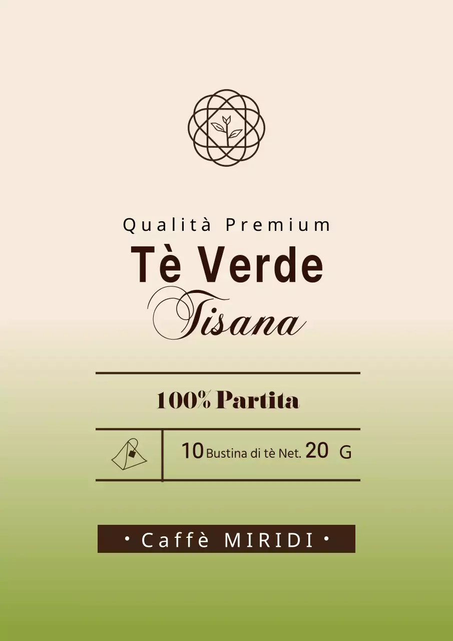 Semplice design di etichetta per bustine di tè verde con sfumatura verde